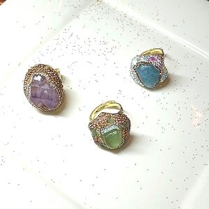 GORGEOUS NATURAL STONES RINGS MOUNTED IN 14K GOLD PLATED (PRICE FOR ONE RING.